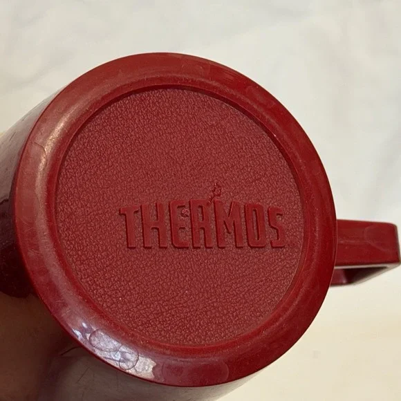 Vintage Metal 1970's Thermos Pink Metal glass w Cup Stopper 722 check plaid - Picture 4 of 9